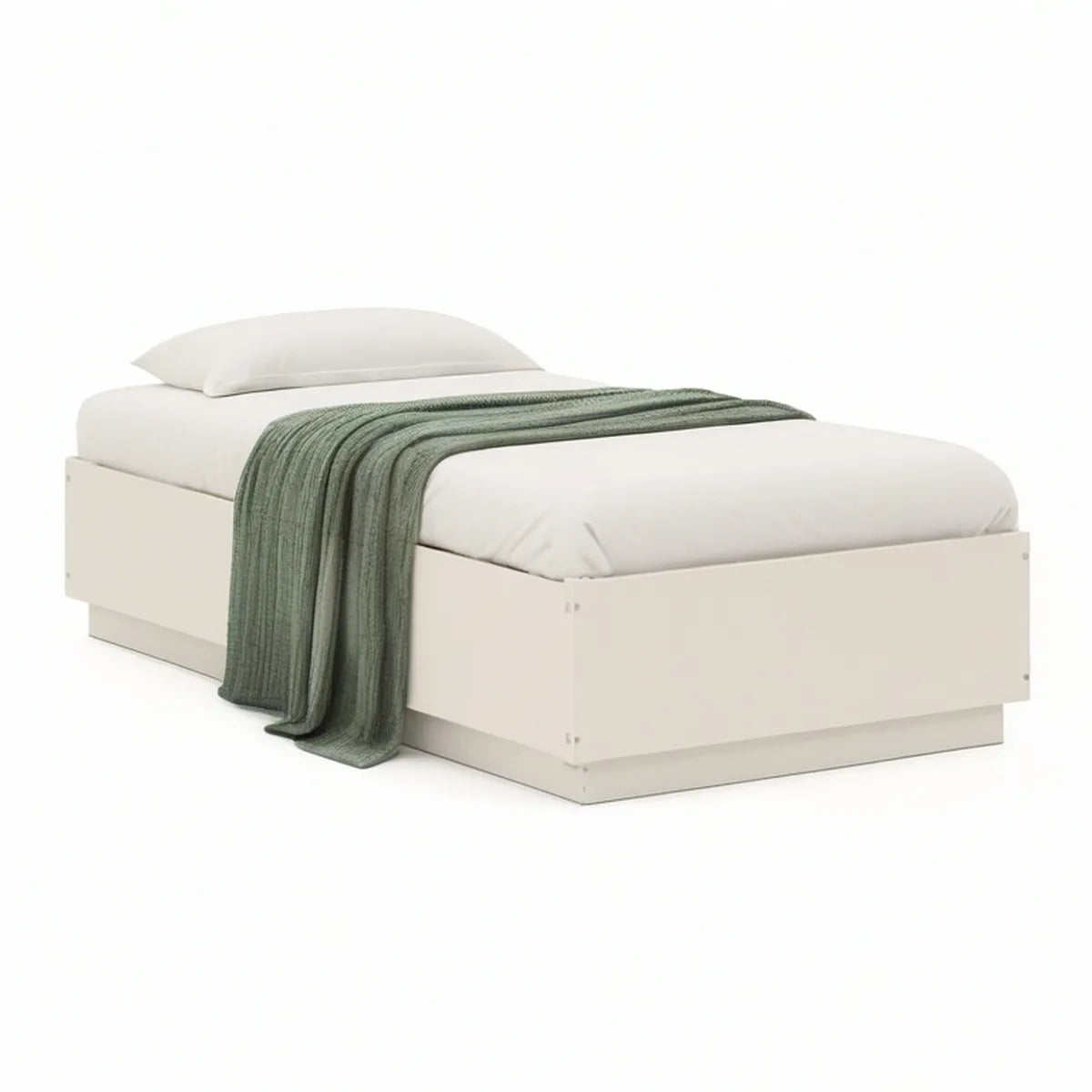 White Twin Platform Bed Frame, 78 in L x 41 in W x 15 in H, Engineered Wood