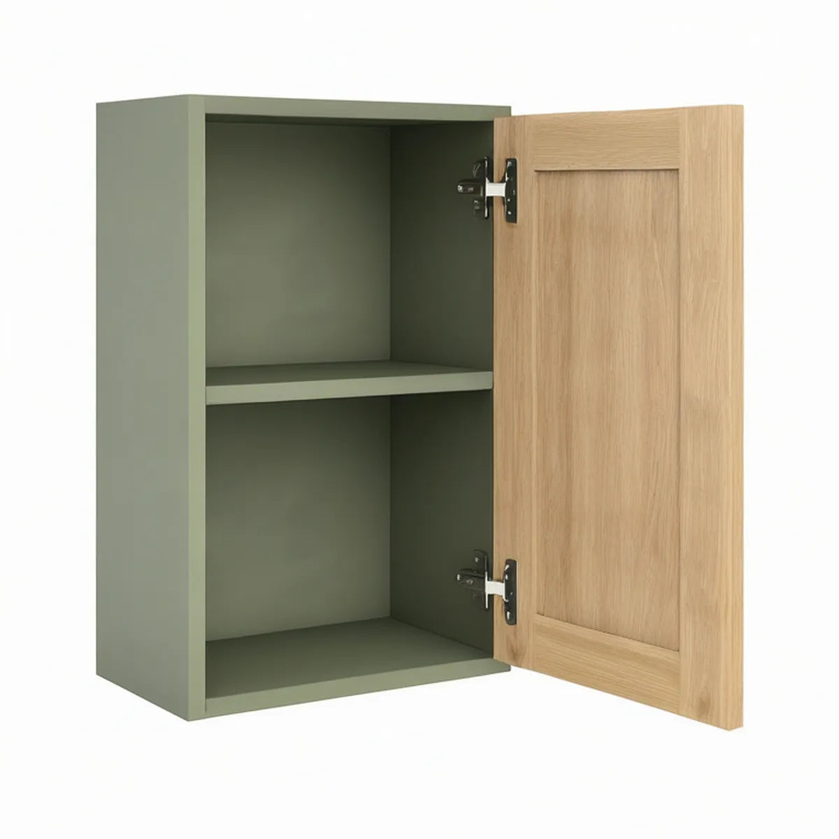 Sage Green Wall-Mounted Storage Cabinet with Natural Oak-Effect Door, 23.62 x 11.81 x 28.35 in