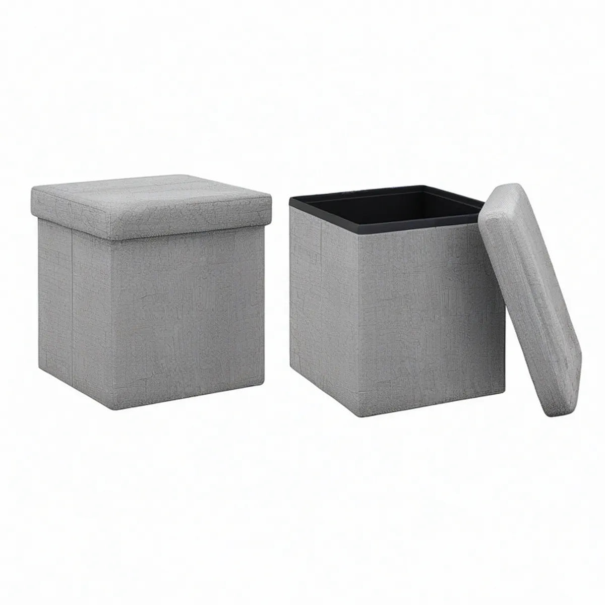 Gray Square Storage Ottoman with Removable Padded Lid, 15 x 15 x 15 in