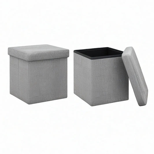 Gray Square Storage Ottoman with Removable Padded Lid, 15 x 15 x 15 in