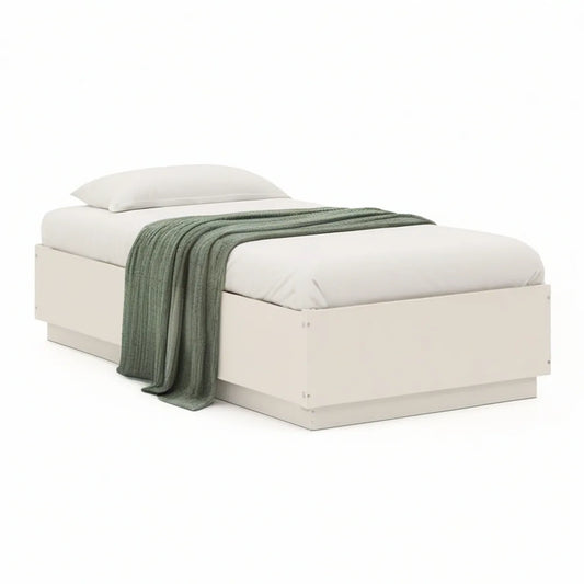 White Twin Platform Bed Frame, 78 in L x 41 in W x 15 in H, Engineered Wood
