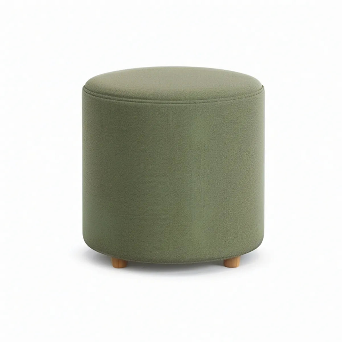 Olive Green Round Upholstered Ottoman, 18 in. Diameter x 18 in. H