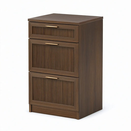Dark Walnut 3-Drawer MDF Storage Cabinet, 24 in W x 20 in D x 36 in H